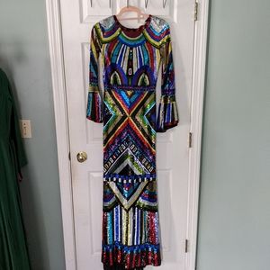 Alice + Olivia Blue Jae Embellished Long Dress